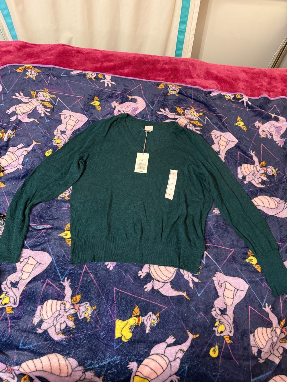 a new day Dark Green V-Neck Lightweight Sweater